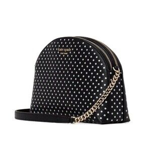 New Kate Spade Spencer Metallic Dot Double-Zip Dome Crossbody Black Multi